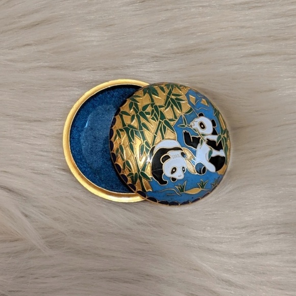Other - Vintage enamel Panda Bear trinket box.